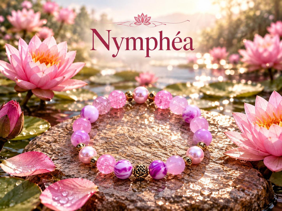 Bracelet Fantaisie en perles  Rose, Perles Nacrées et Fil Élastique - Nymphéa -