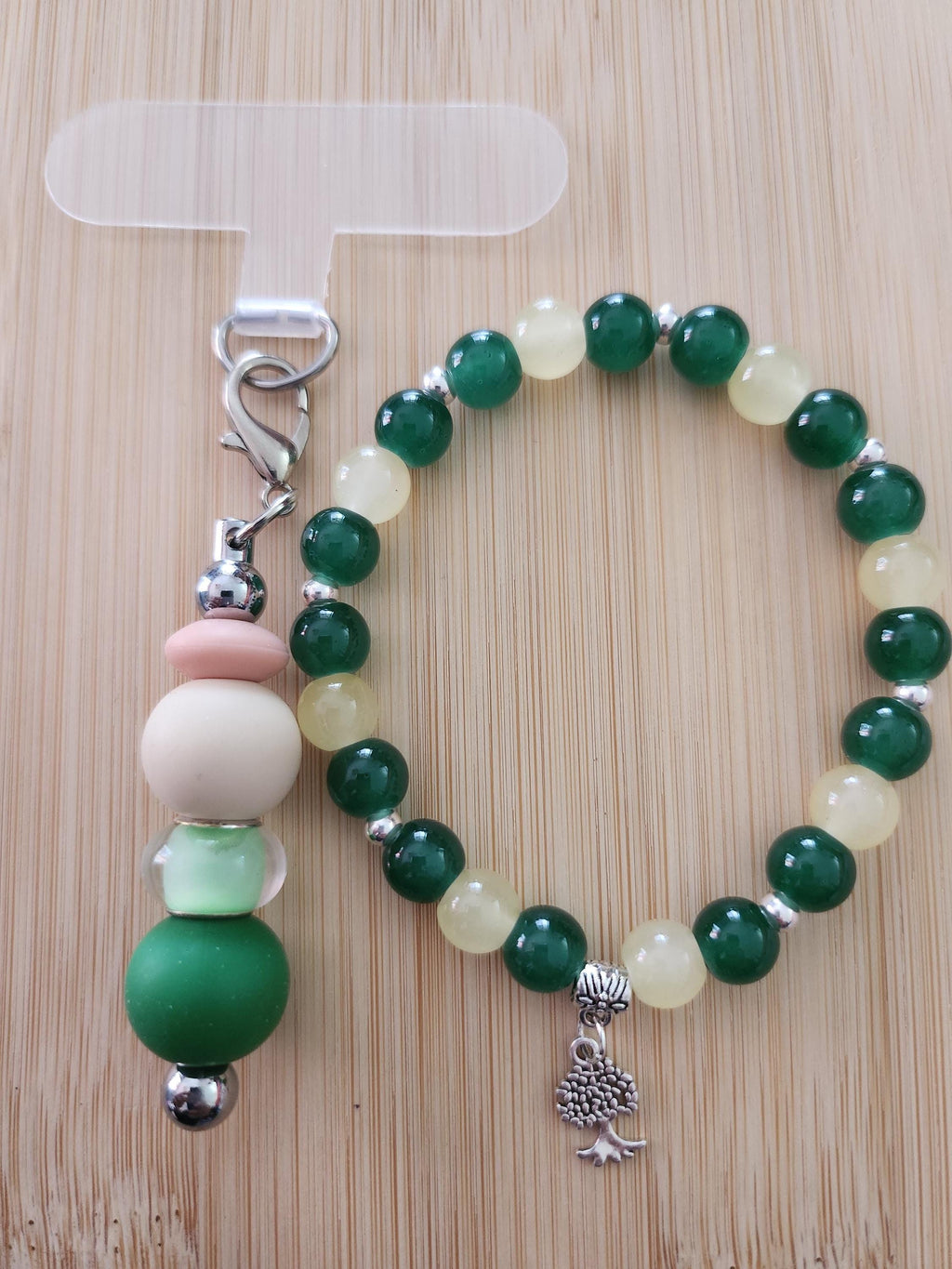 Duo Bracelet Vert et Charm de Téléphone  - Tilleul