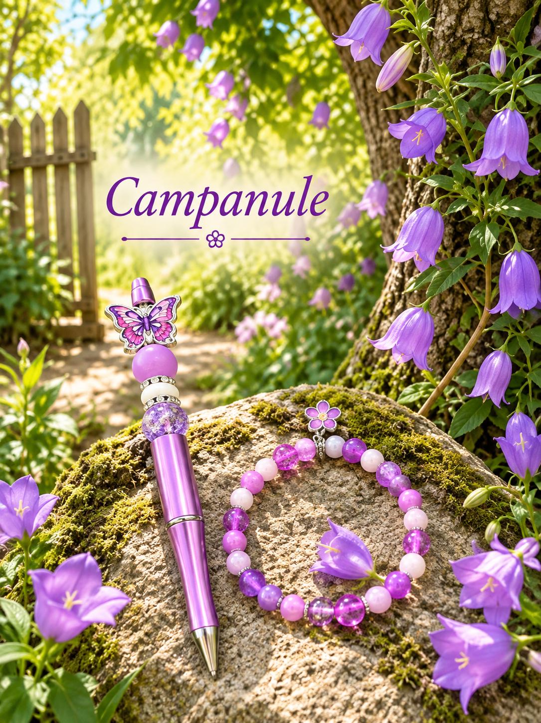 Duo Bracelet et Stylo Assorti Violet Rose Mauve -   Campanule" -