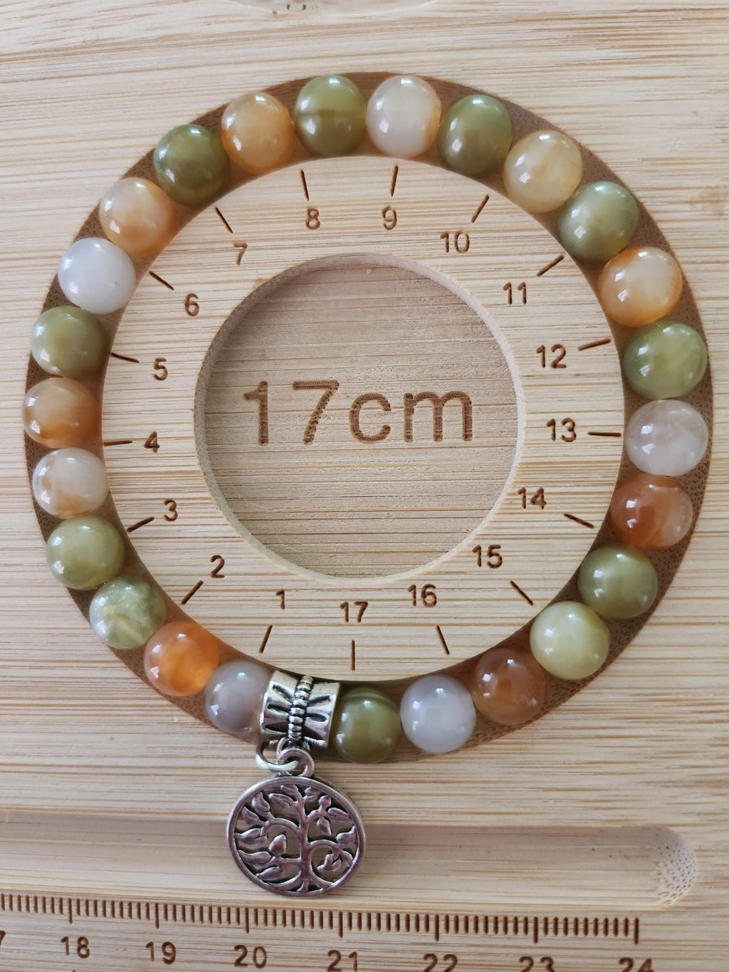 Bracelet Fantaisie Femme Hélénie, Perles Colorées et Pendentif Arbre de Vie