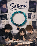 Cadeau Femme, Bracelet Fantaisie Bleu Marbré avec Breloque Planète