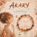 Bracelet fantaisie Akary, perles orange, blanches et brunes, intercalaires dorés