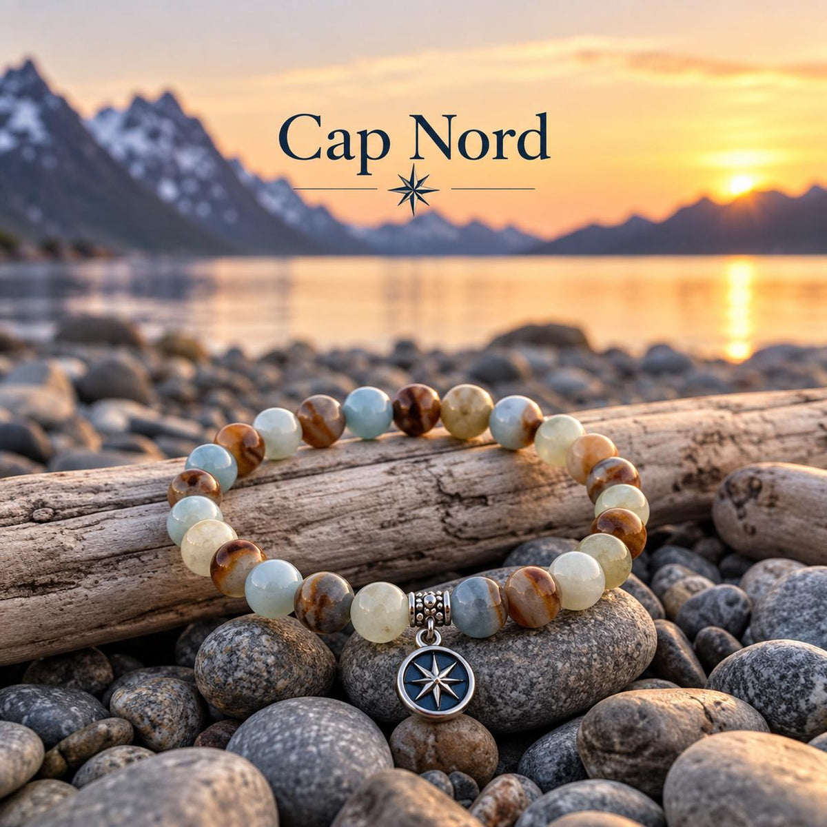 Bracelet en pierrres naturelles  = Lémurian aquatine - Cap Nord -