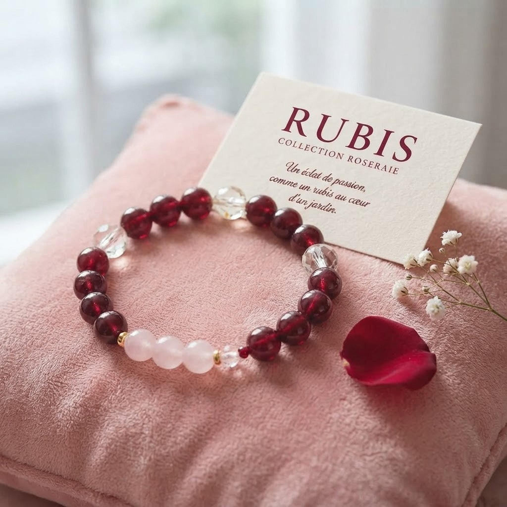 Bracelet fantaisie en perles - couleur rouge - Rubis -