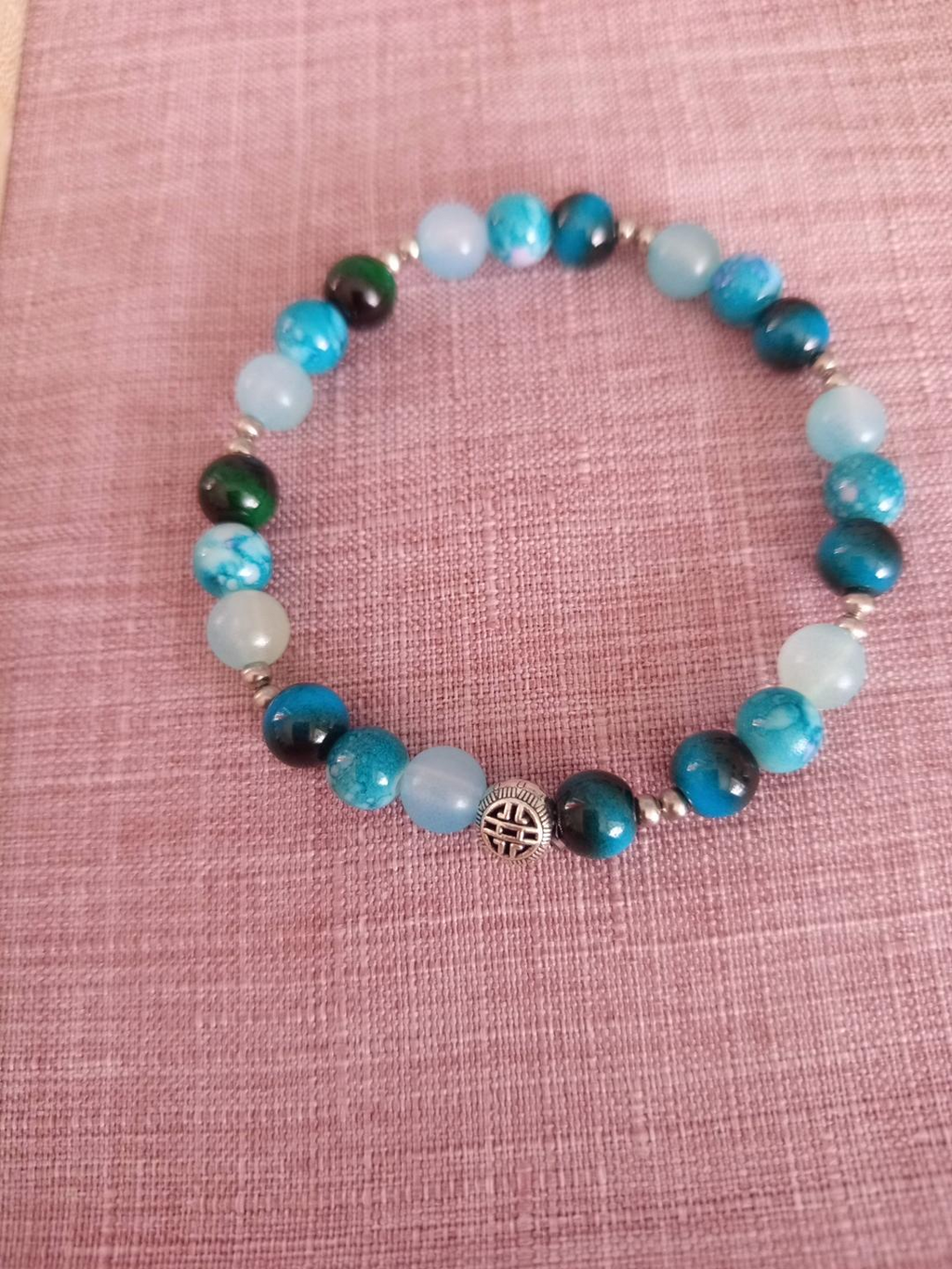 Bracelet perles fantaisie bleu- "Courant Sauvage"-