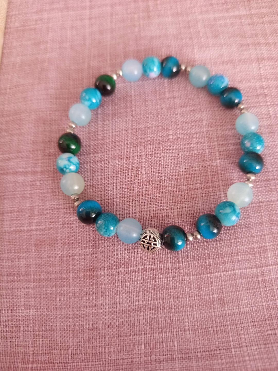 Bracelet perles fantaisie bleu- "Courant Sauvage"-