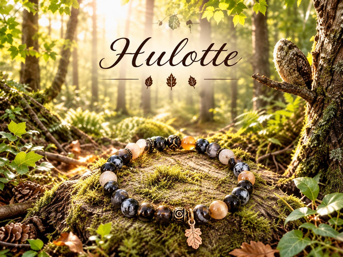 Bracelet Breloque Hibou, Perles Bleu Nuit et Beige, en perles fantaisie -