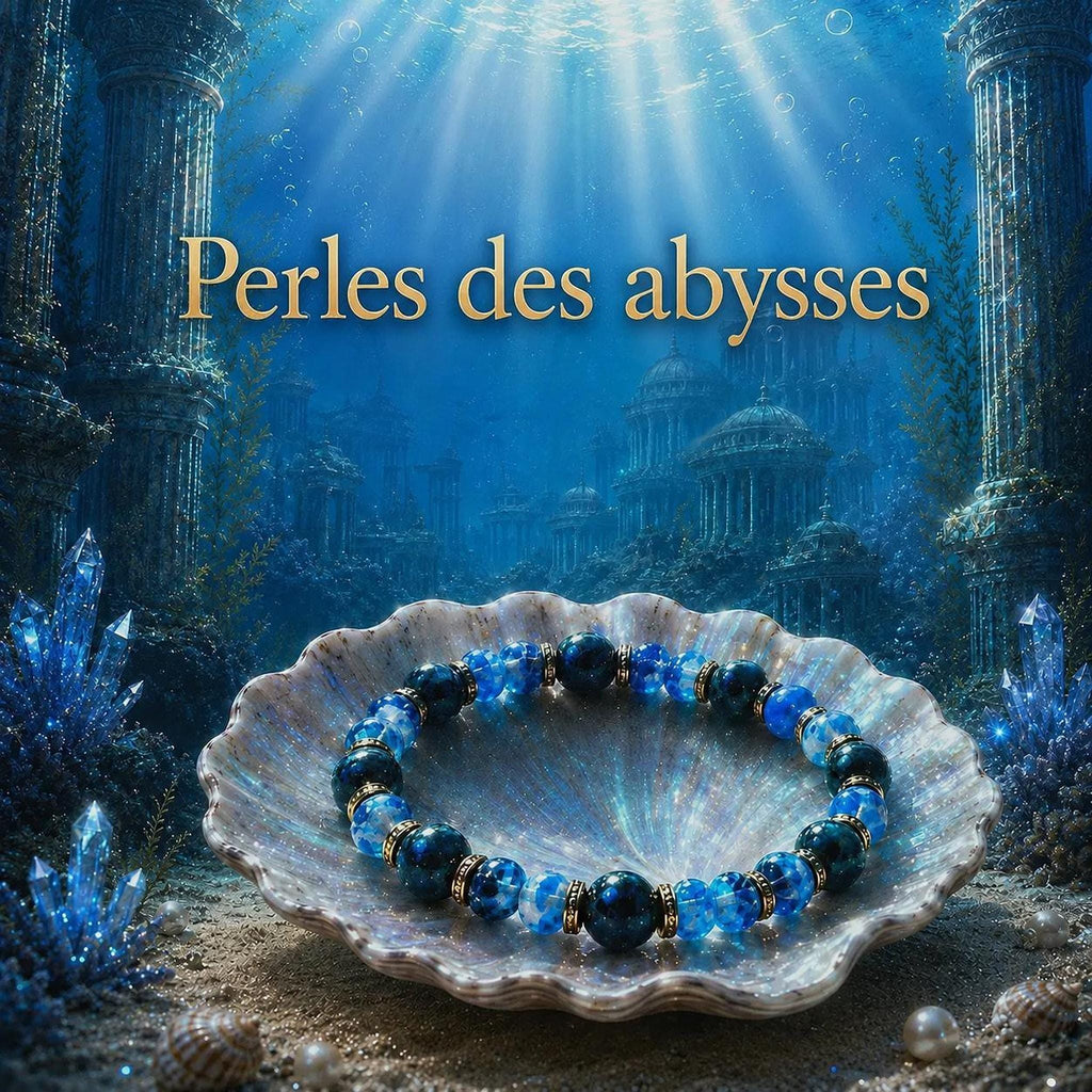 Bracelet fantaisie en  Perles Bleu Profond, et Intercalaires Dorés - Perles des Abysses -
