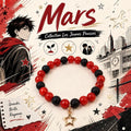 Bracelet Fantaisie Rouge Noir, Perles Brillantes et Pendentif Étoile Doré