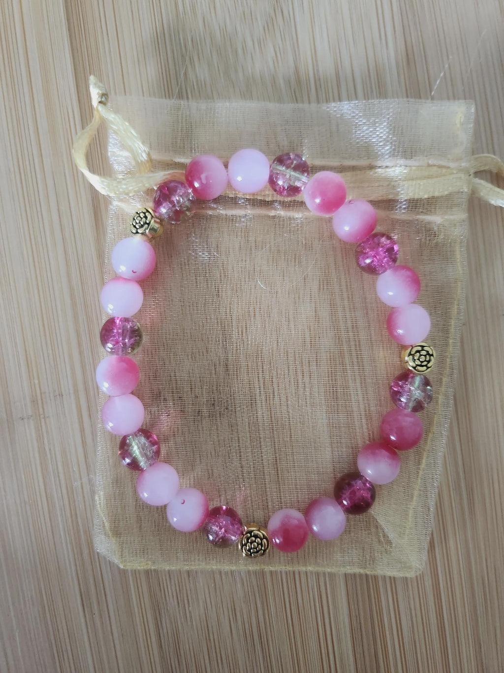 Bracelet Fantaisie en  Perles Rose Violet, -  Pétunia
