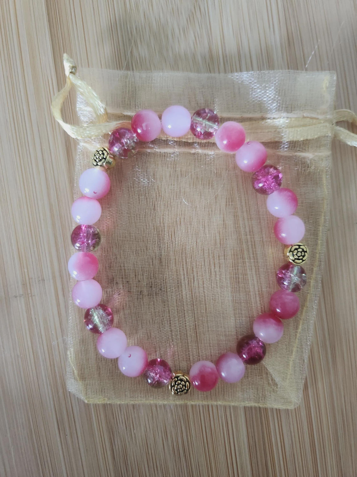 Bracelet Fantaisie en  Perles Rose Violet, -  Pétunia