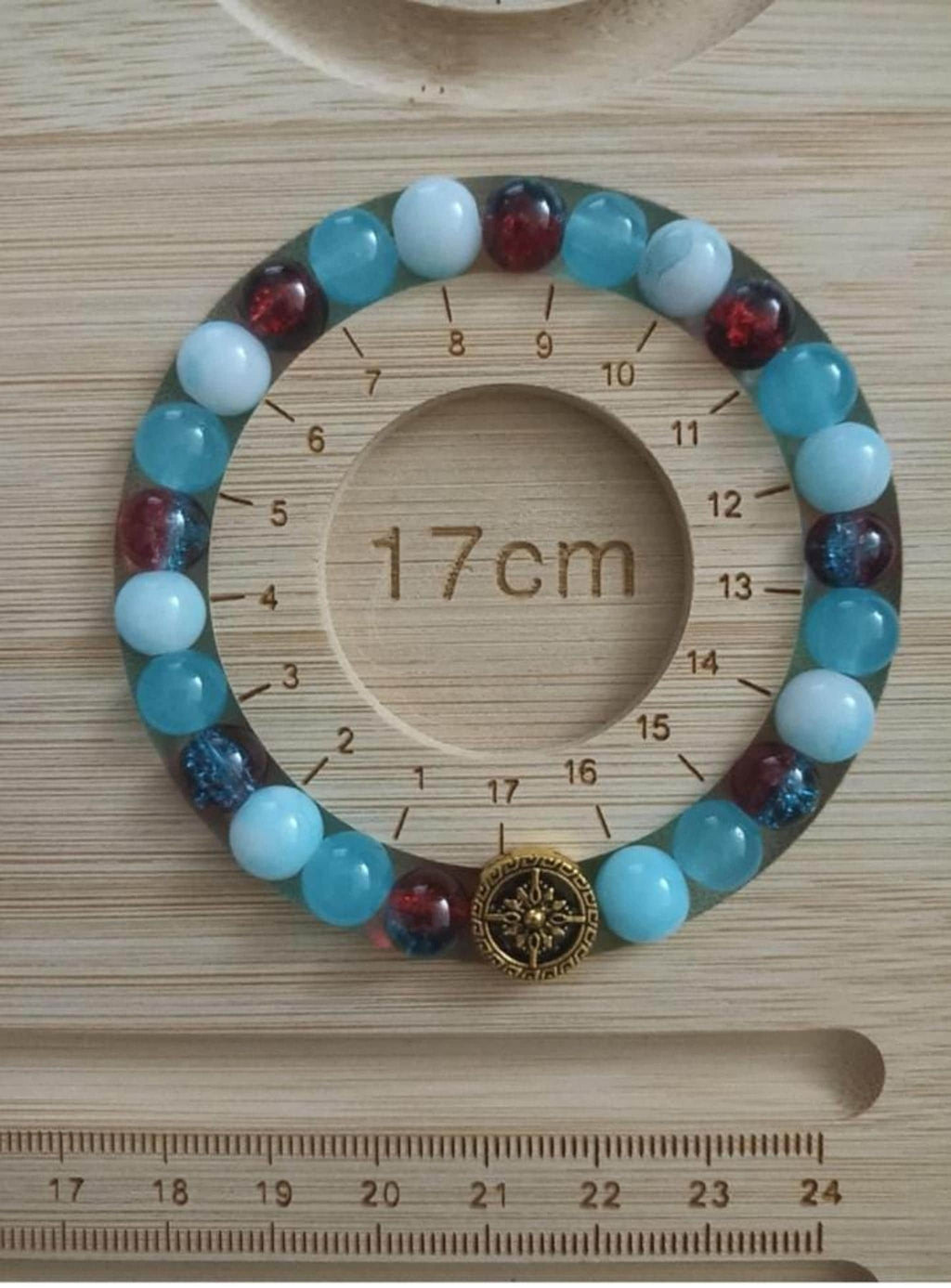 Bracelet  Bleu, Perles en Verre et Rose des Vents - "Néréon" -