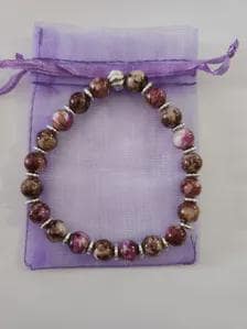 Bracelet fantaisie en perles - tons roses marbrées - "Astrance" -