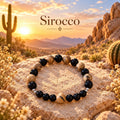Bracelet pierres naturelles en  obsidienne noire et jaspe paysage - Lithothérapie - Sirocco -