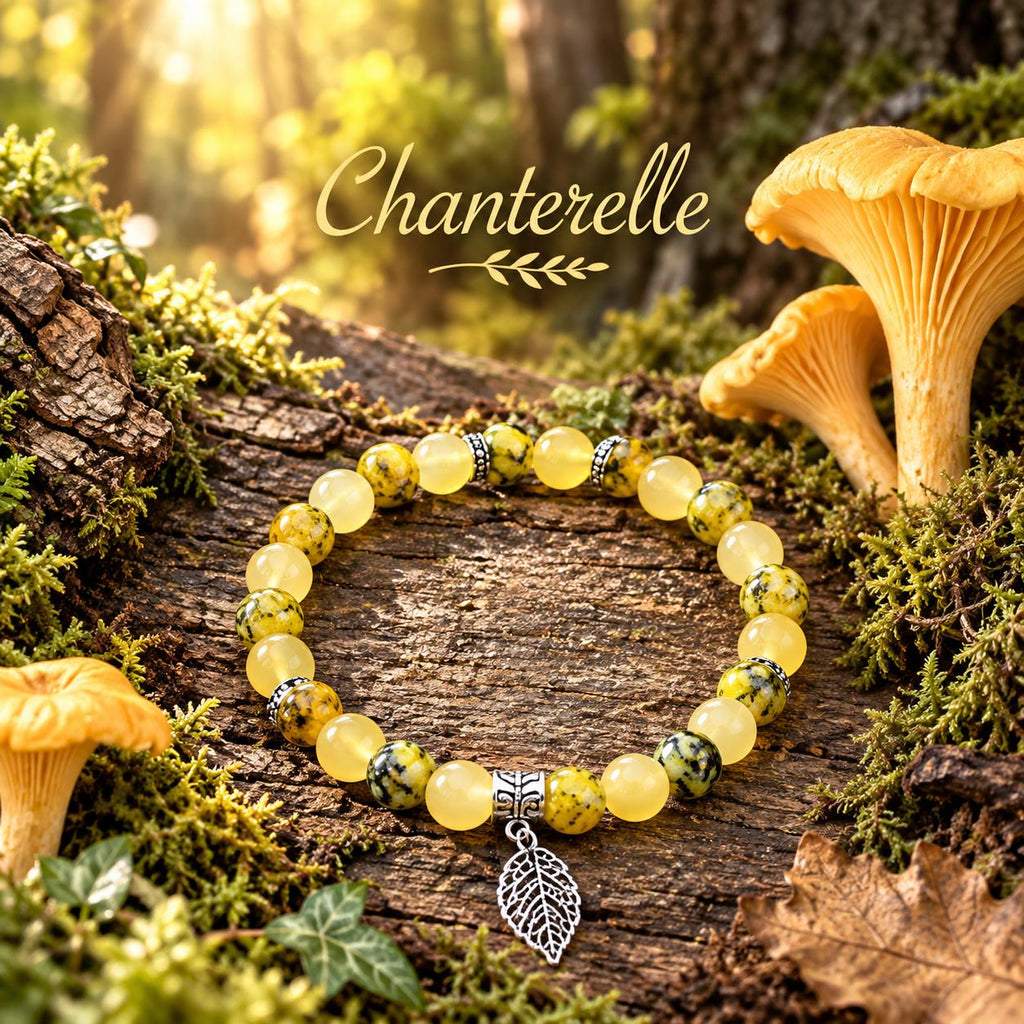 Bracelet Jaune et Vert Olive avec Breloque Feuille,