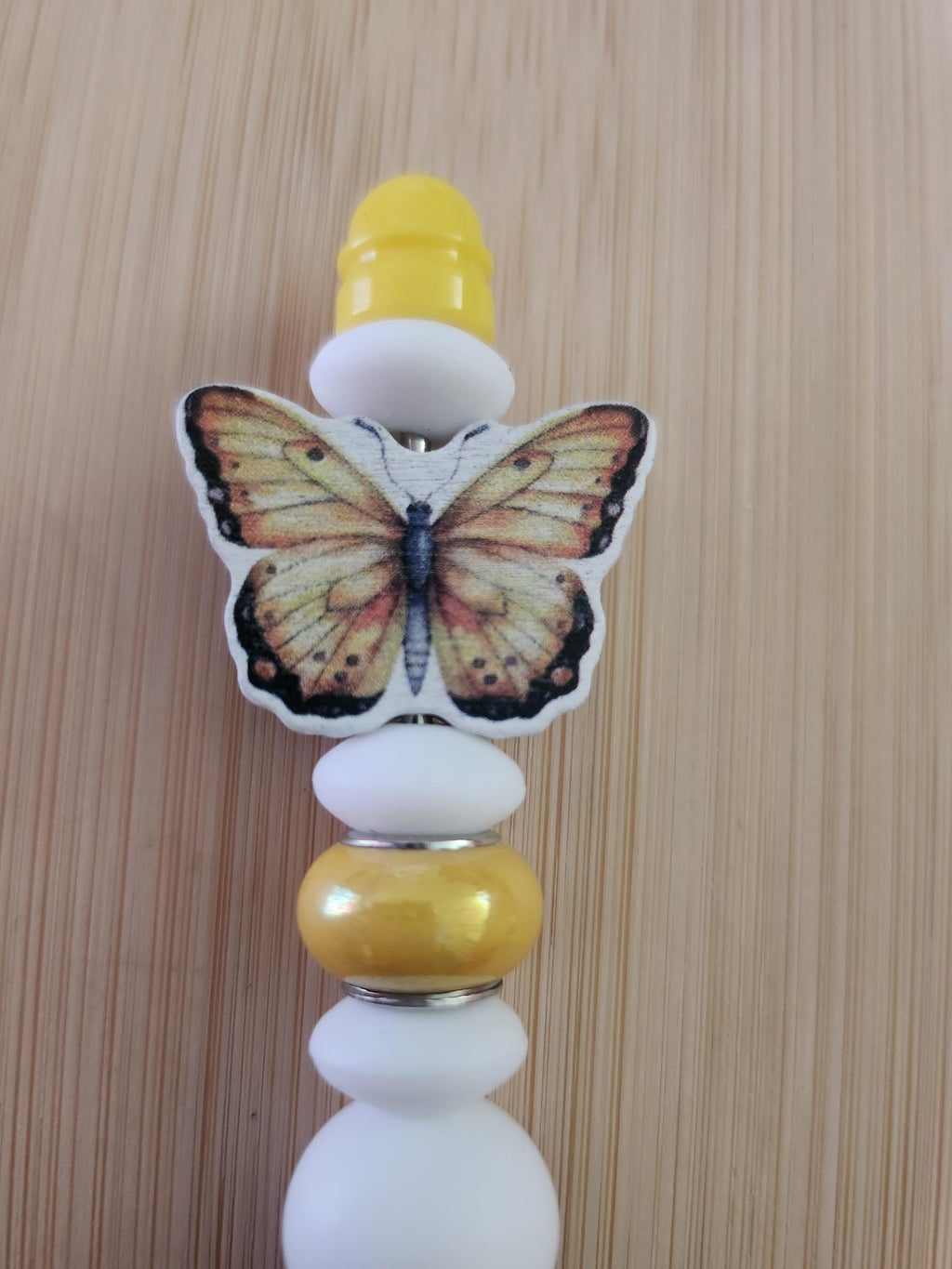 Duo Bracelet & Stylo aux Perles Jaunes et Dorées - Boutons d'Or -