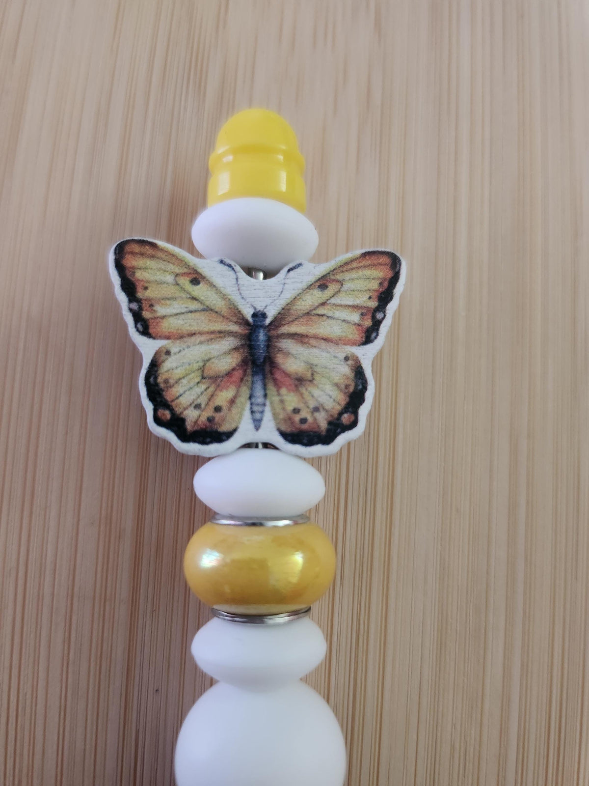 Duo Bracelet & Stylo aux Perles Jaunes et Dorées - Boutons d'Or -