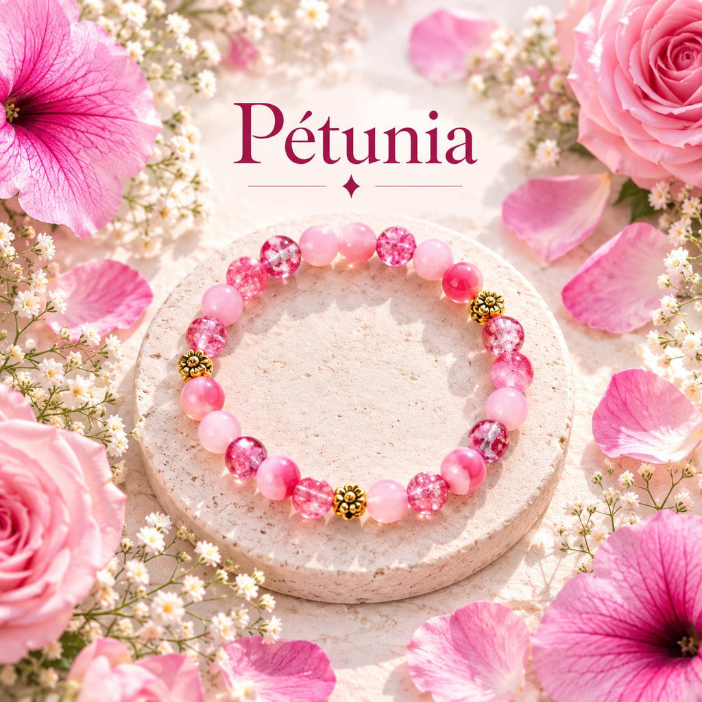 Bracelet Fantaisie en  Perles Rose Violet, -  Pétunia