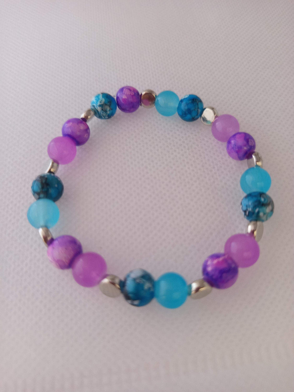 Bracelet Fantaisie Mikuya Violet Turquoise, 15,50 cm