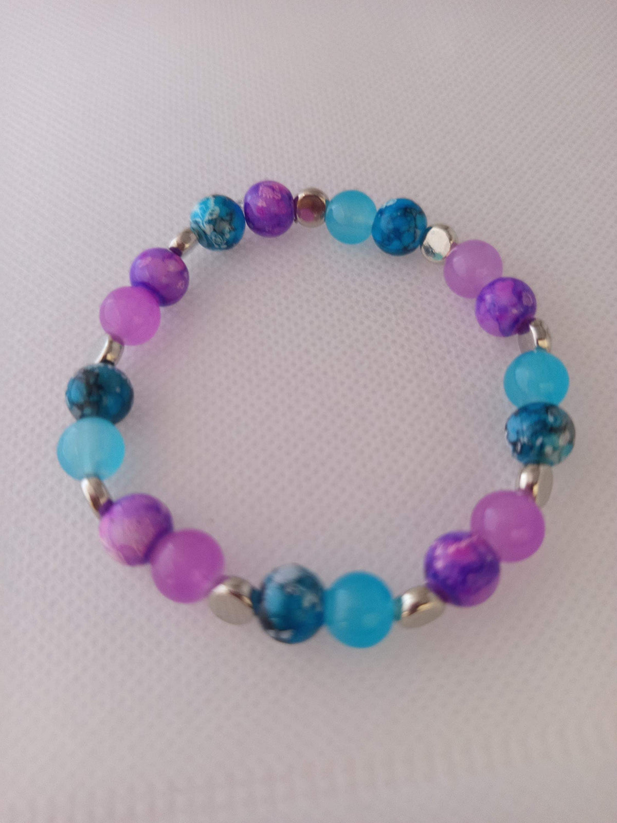 Bracelet Fantaisie Mikuya Violet Turquoise, 15,50 cm