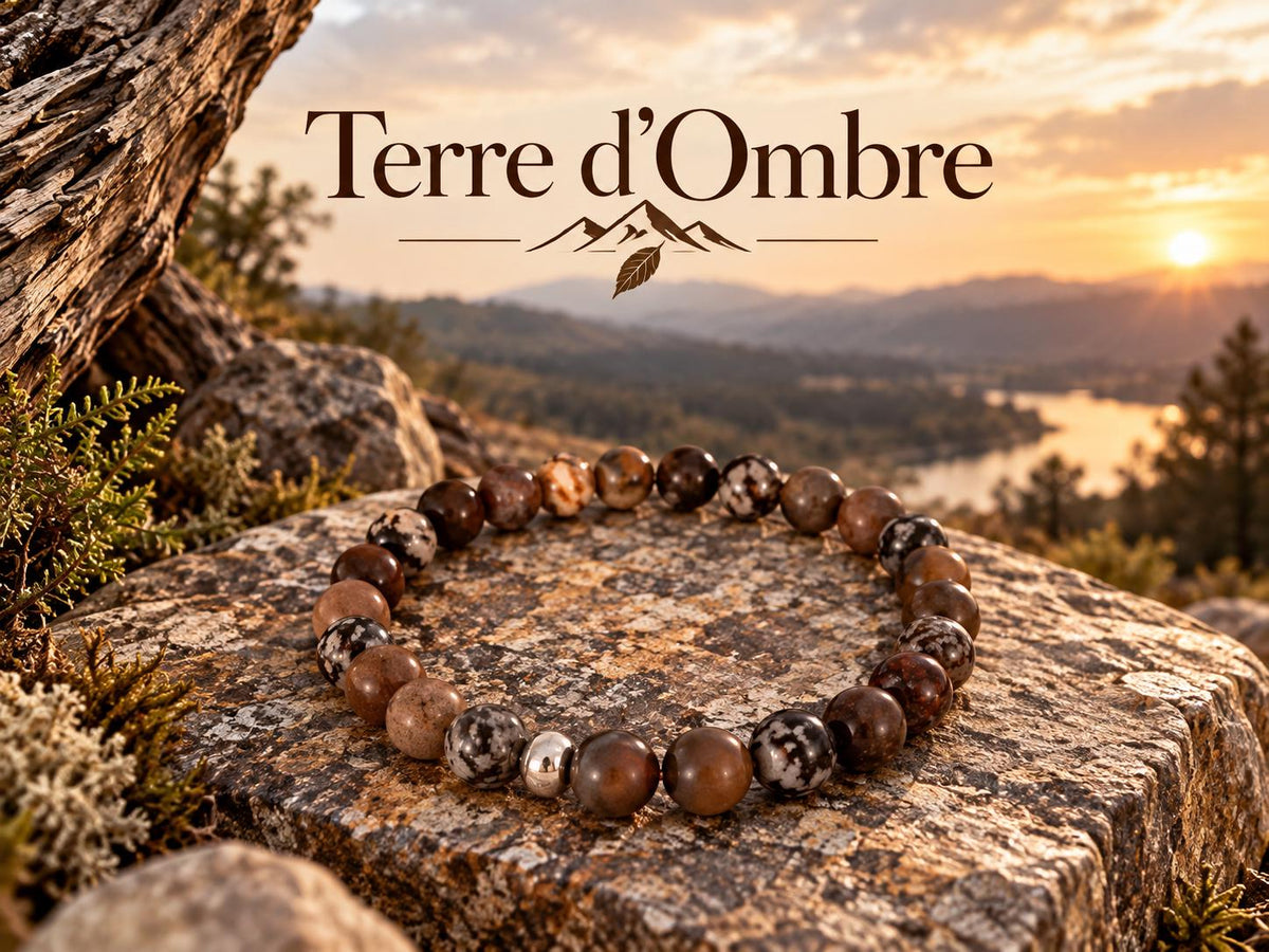 Bracelet pour homme  en Pierres Naturelles (origine indéterminée) - "Terre d'Ombre -