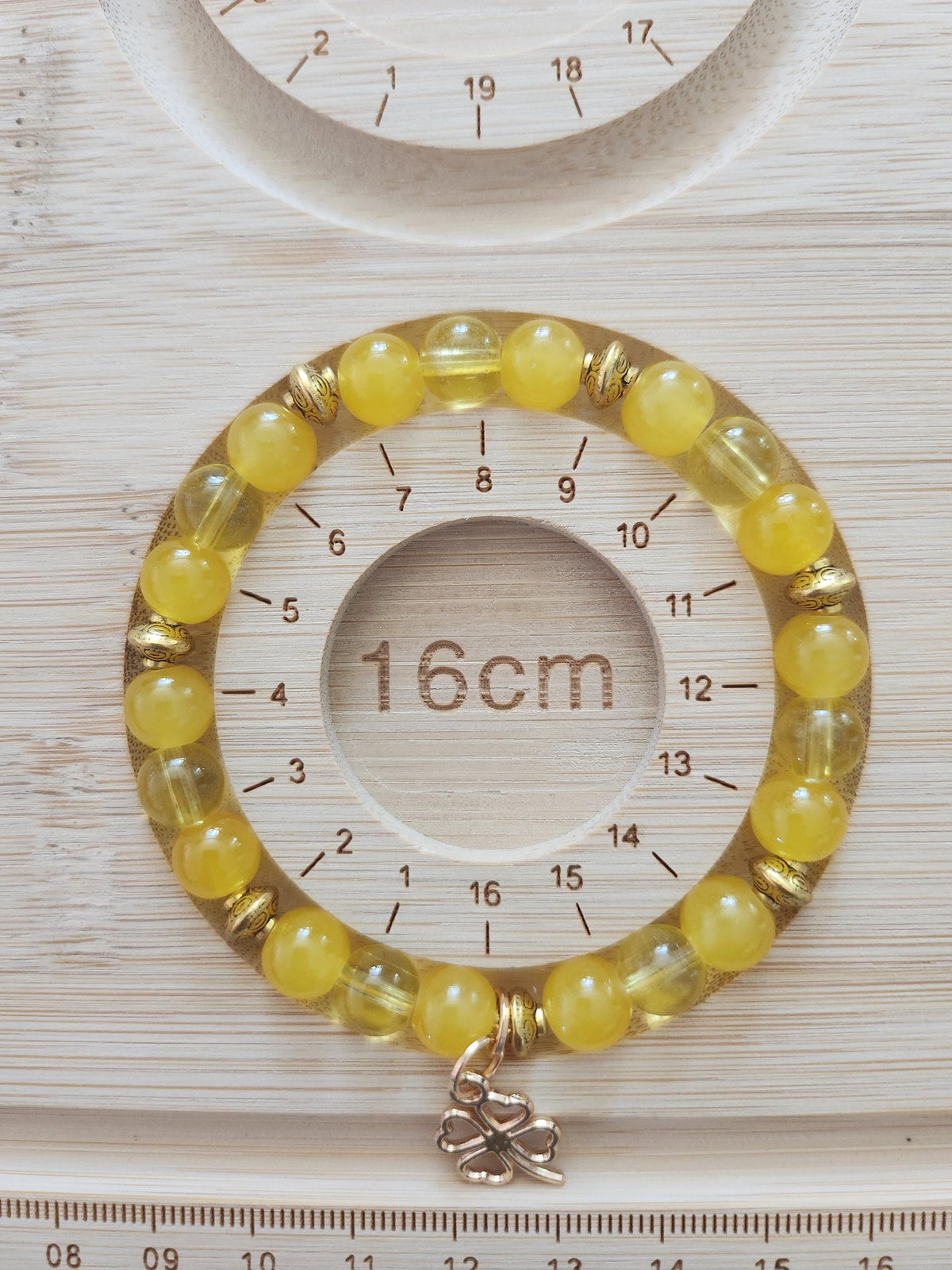 Duo Bracelet & Stylo aux Perles Jaunes et Dorées - Boutons d'Or -