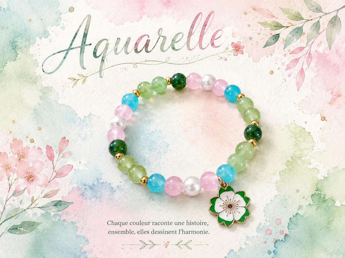 Bracelet fantaisie en perles  Multicolore - Aquarelle" -
