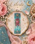 Marque-Page Turquoise, Rose et Doré avec Cœur – Détails en Diamant Painting - "Céleste" -
