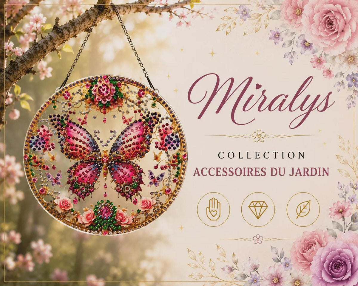 Attrape-soleil fait main - Papillon féerique en diamond painting - Miralys