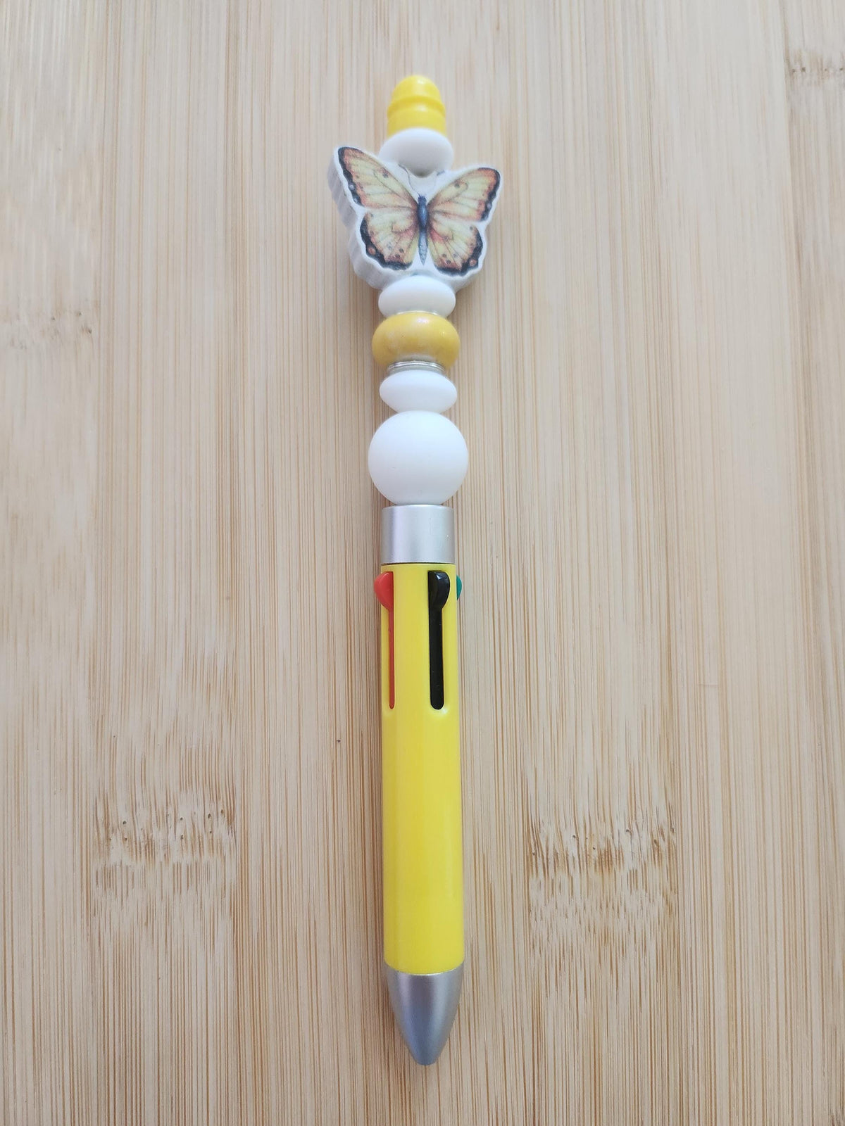 Duo Bracelet & Stylo aux Perles Jaunes et Dorées - Boutons d'Or -