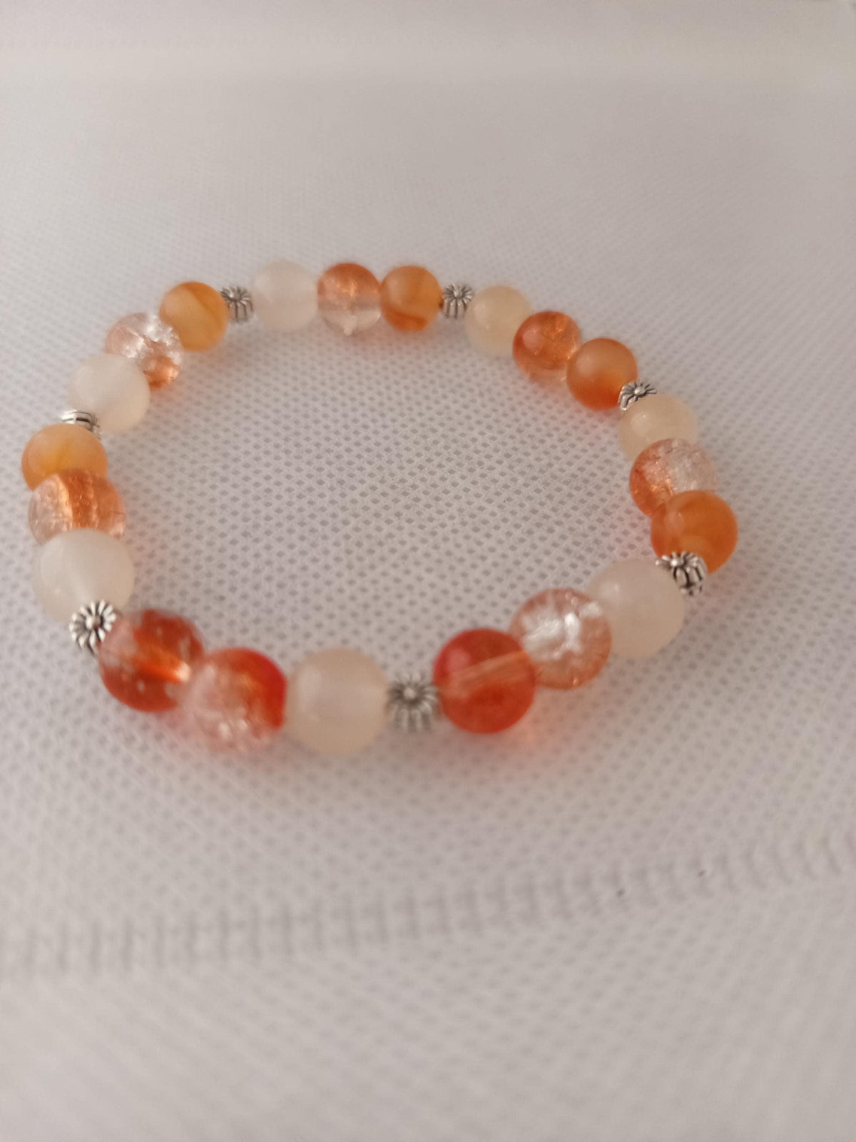 Bracelet Fantaisie Femme Orange, Fil Élastique Capucine - Collection Florale
