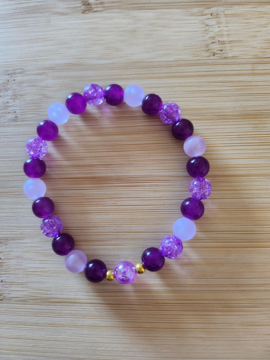 Bracelet fantaisie  en Perles Violettes et Lavande - Nigelle -