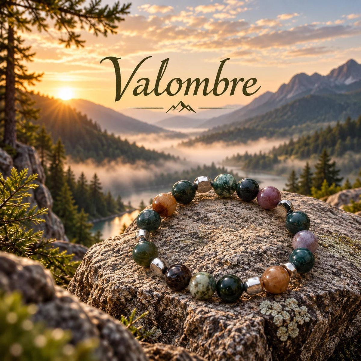 Bracelet en Agate indienne, perles naturelles multicolores –Lithothérapie - Valombre -