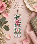 Marque Page Floral Rose et Vert, Détails Dorés en Diamant Painting