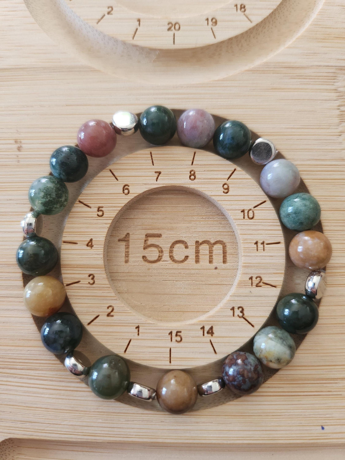Bracelet en Agate indienne, perles naturelles multicolores –Lithothérapie - Valombre -