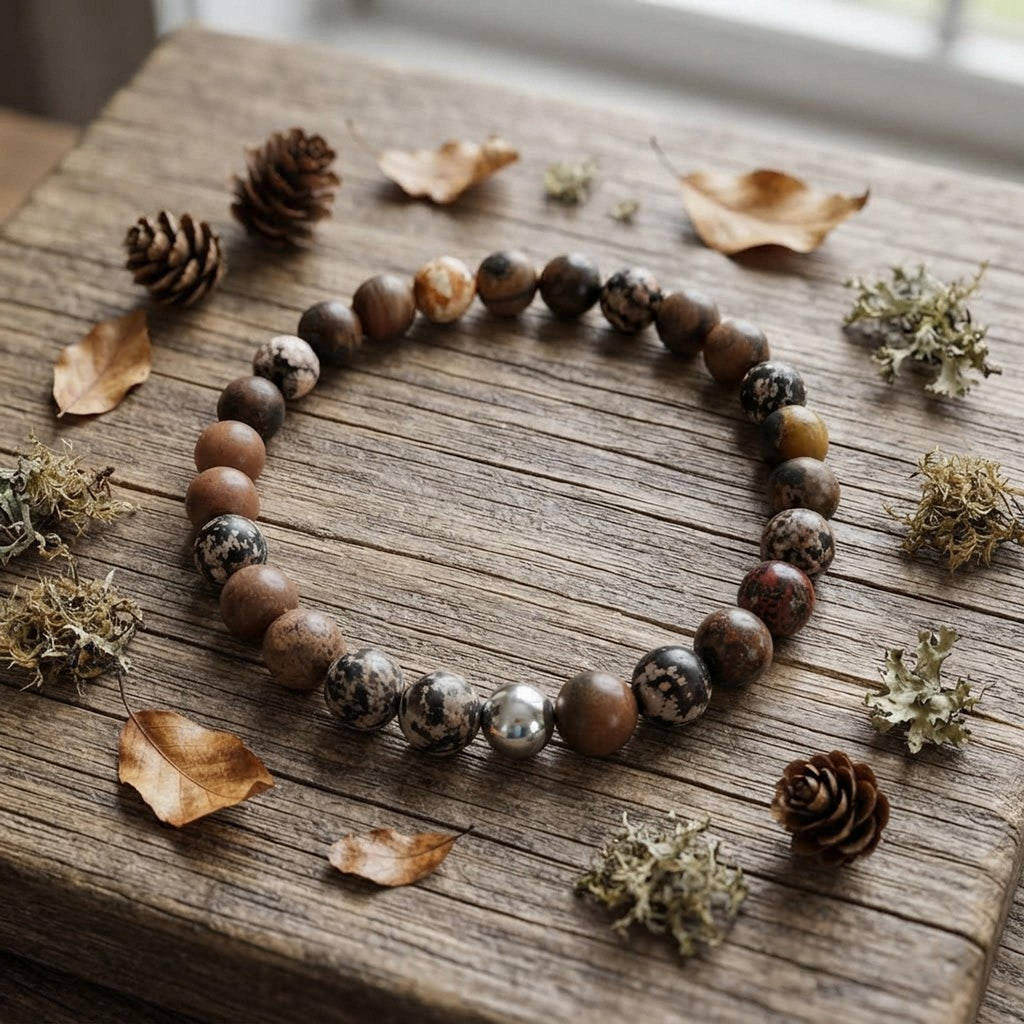 Bracelet pour homme  en Pierres Naturelles (origine indéterminée) - "Terre d'Ombre -