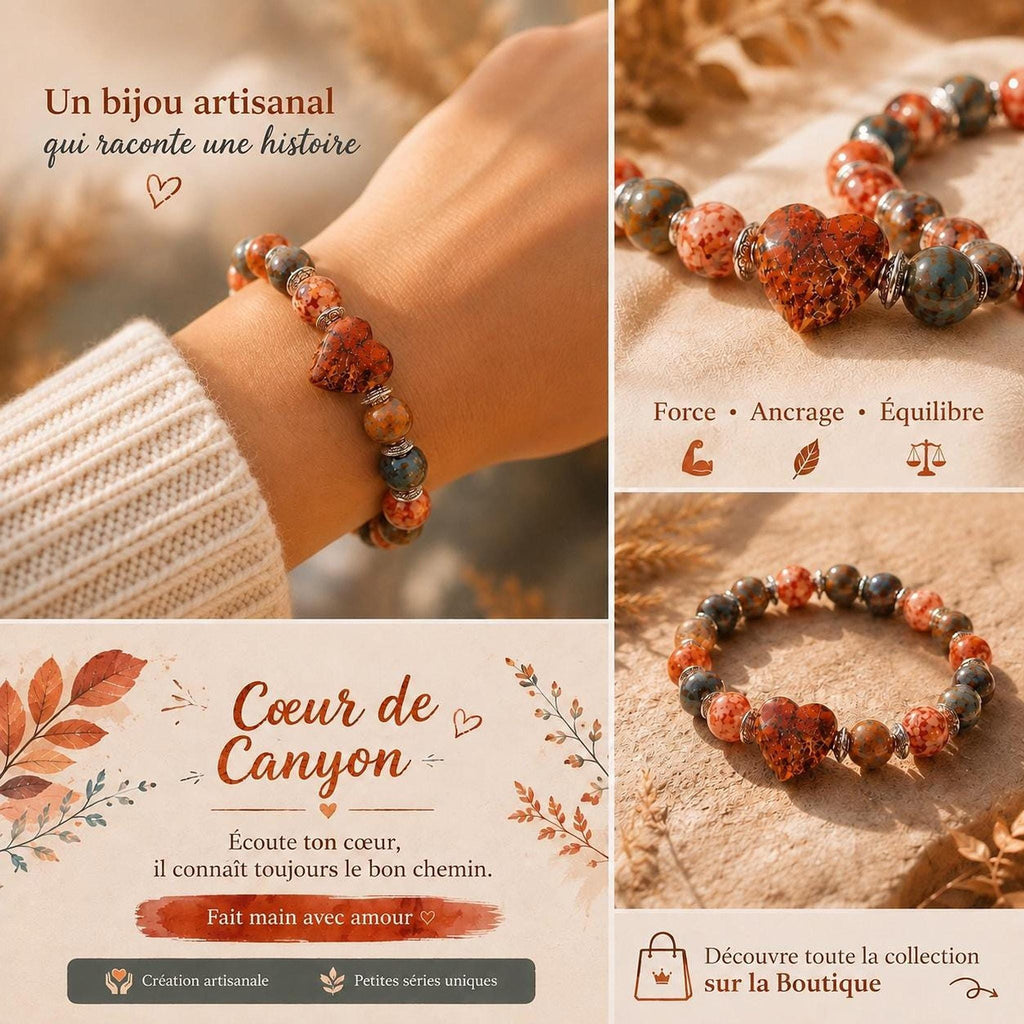 Bracelet Fantaisie en perles orange - "Cœur de Canyon"