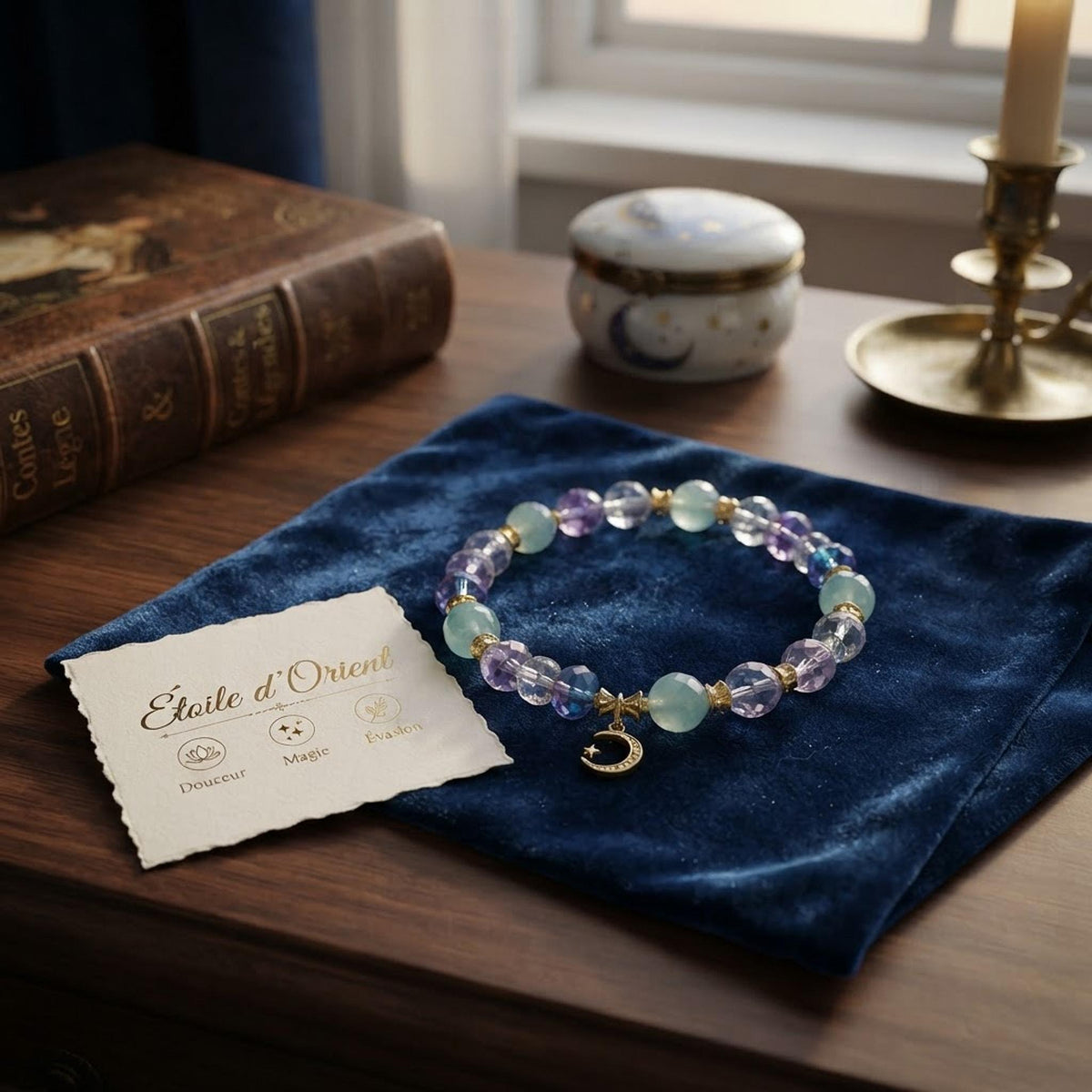 Bracelet Fantaisie en  Perles multicolores - Style Oriental - Etoile d' Orient -