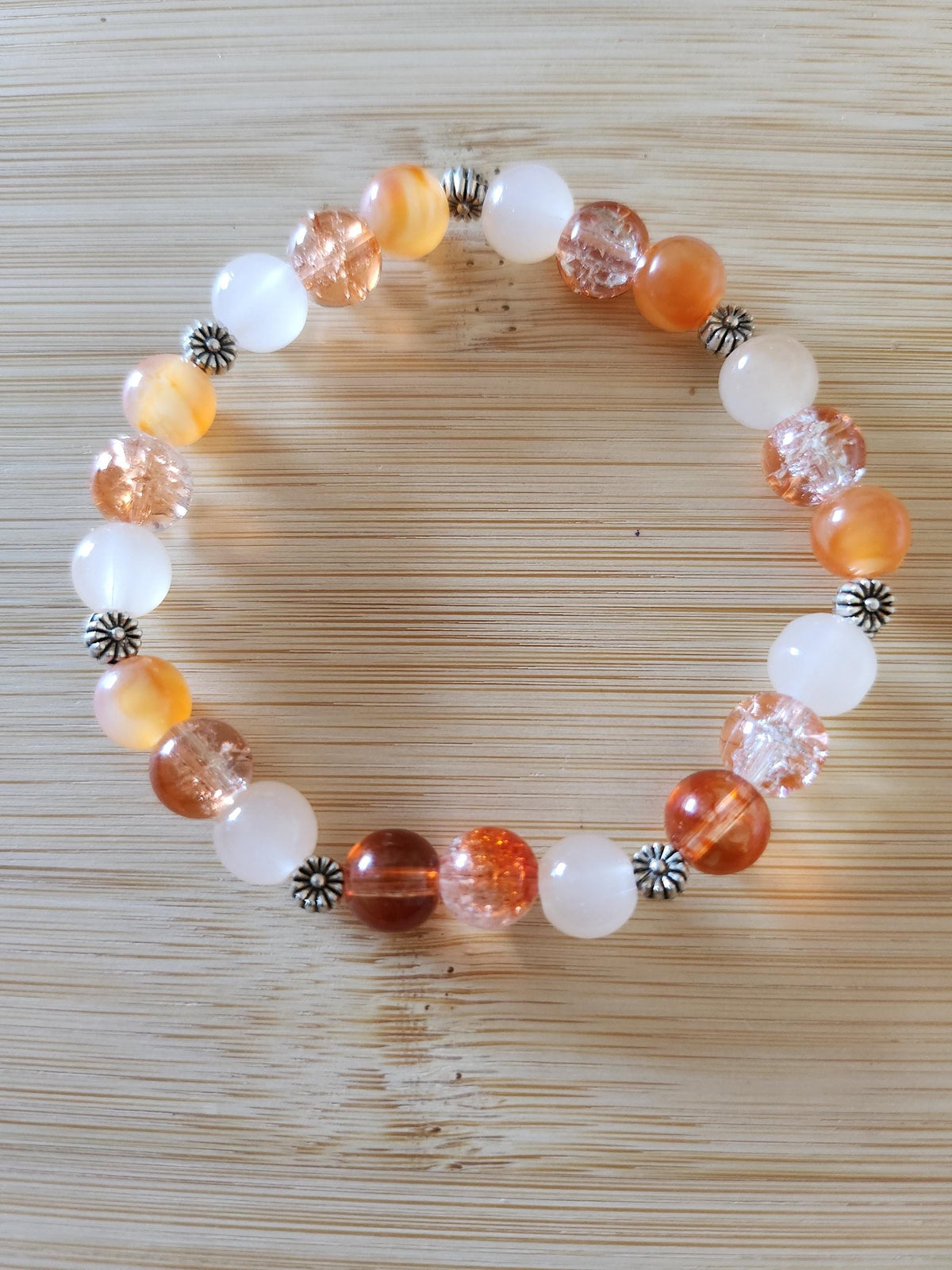 Bracelet Fantaisie Femme Orange, Fil Élastique Capucine - Collection Florale