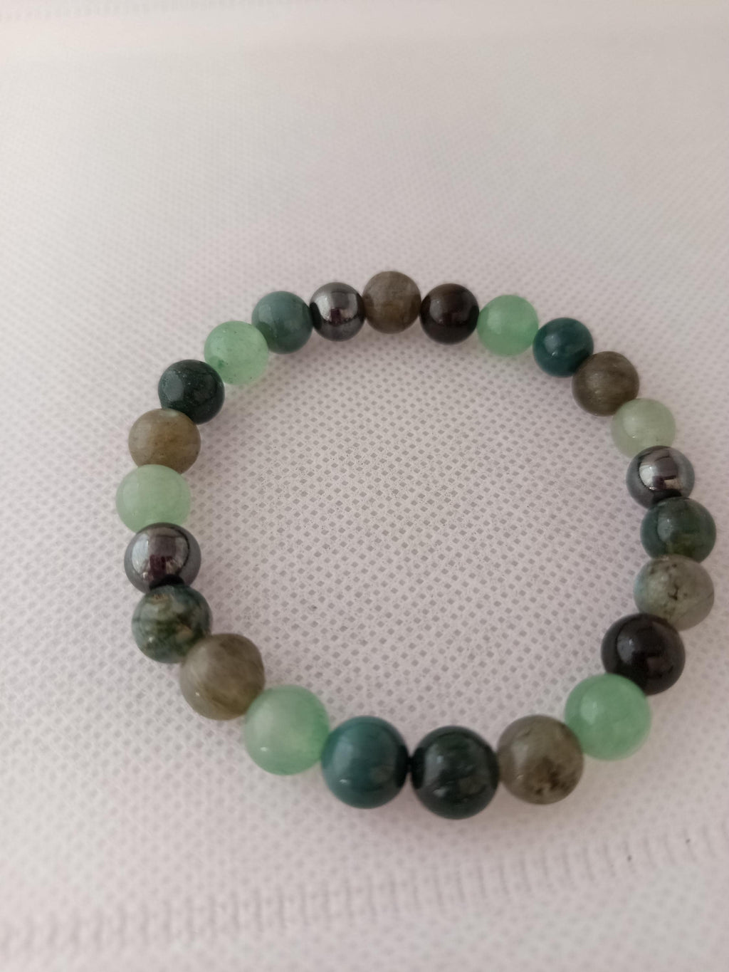 Bracelet Pierres Naturelles Homme Vert, Aventurine Labradorite Agate Mousse 17 cm