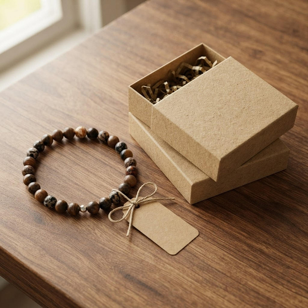 Bracelet pour homme  en Pierres Naturelles (origine indéterminée) - "Terre d'Ombre -