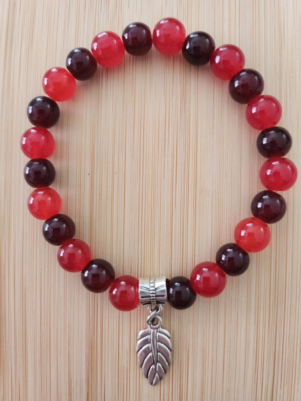 Duo Bracelet & Stylo 4 couleurs en perles fantaisie  Rouge Noir Et Argenté, - Sumac -