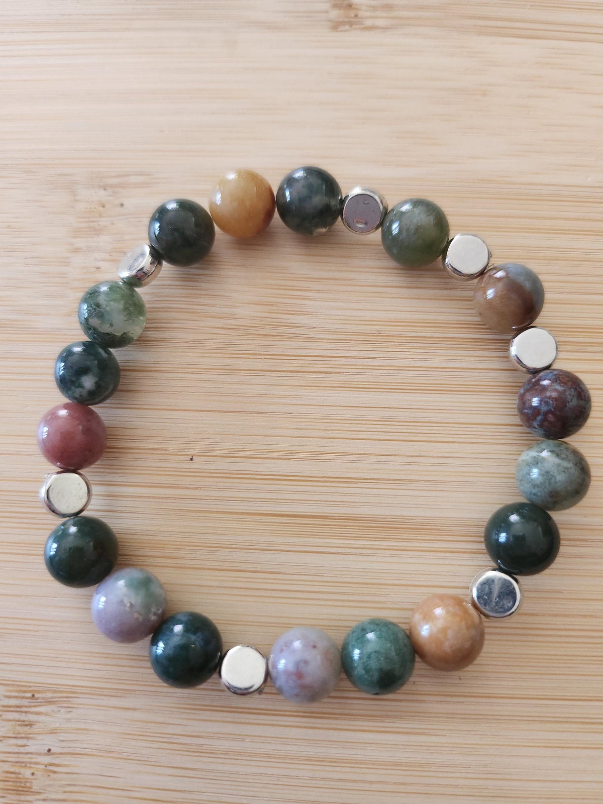 Bracelet en Agate indienne, perles naturelles multicolores –Lithothérapie - Valombre -