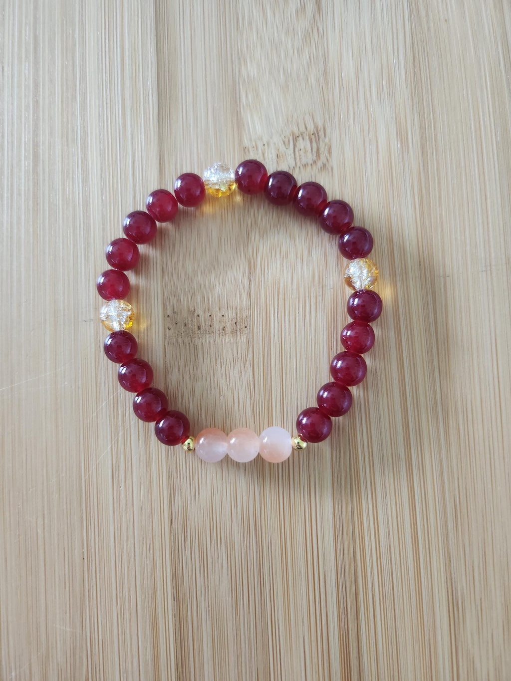 Bracelet fantaisie en perles - couleur rouge - Rubis -
