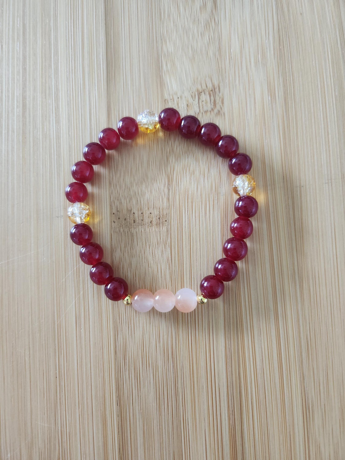 Bracelet fantaisie en perles - couleur rouge - Rubis -