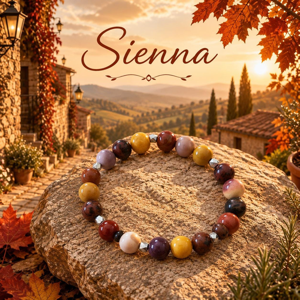Bracelet en pierres naturelles de Jaspe Mokaïte - Lithothérapie - Sienna -
