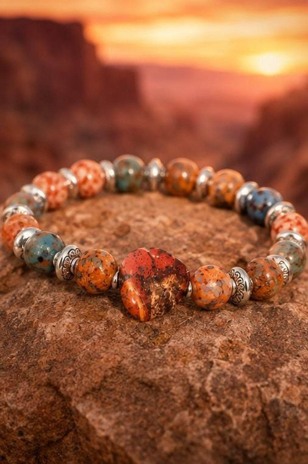 Bracelet Fantaisie en perles orange - "Cœur de Canyon"