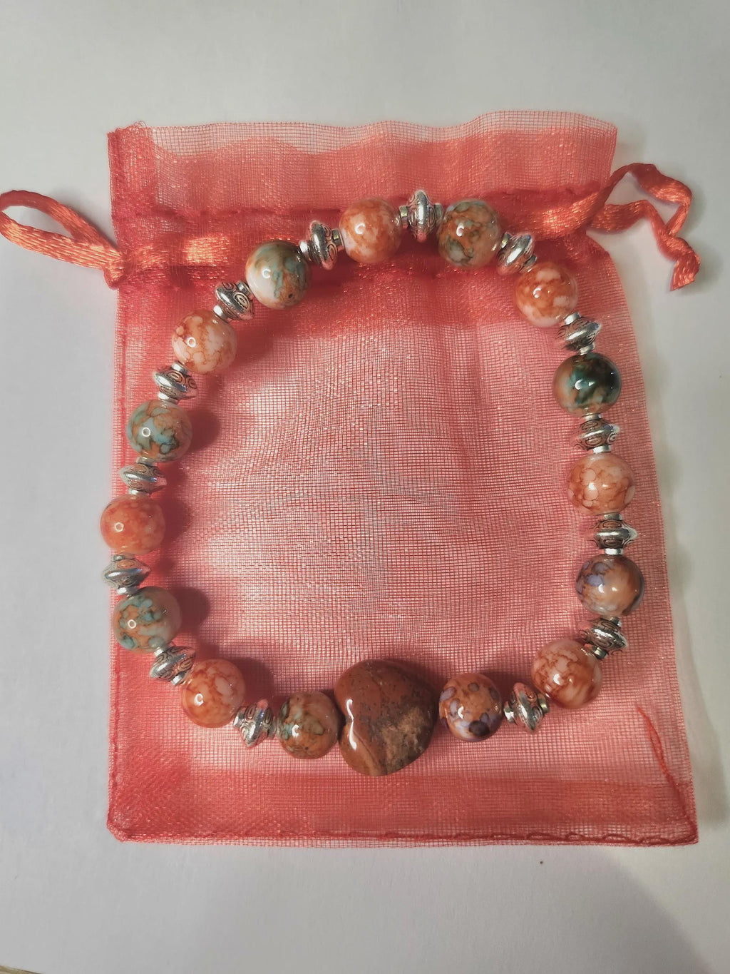 Bracelet Fantaisie en perles orange - "Cœur de Canyon"