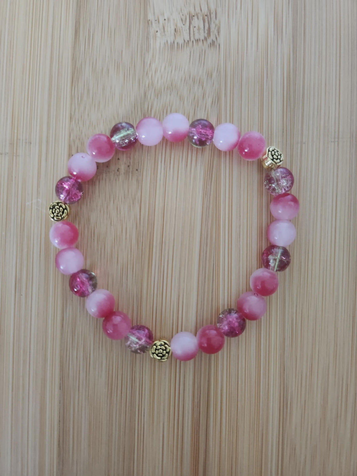 Bracelet Fantaisie en  Perles Rose Violet, -  Pétunia