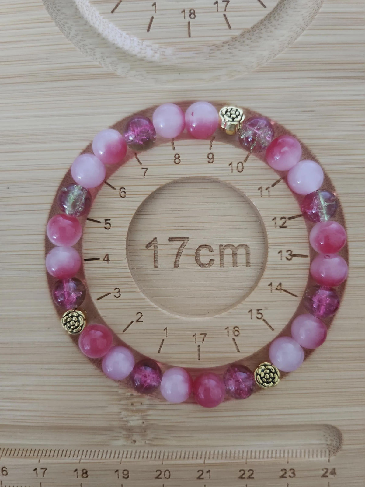 Bracelet Fantaisie en  Perles Rose Violet, -  Pétunia